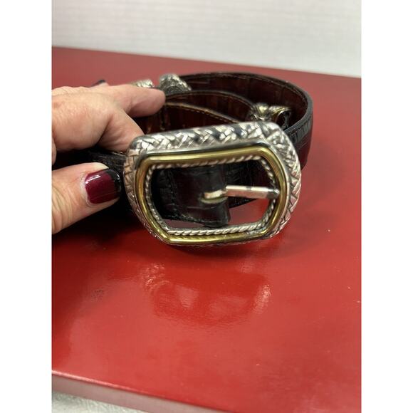 Brighton Marcus Two-Tone Black & Brown Reversible Belt‎ Size S 28 40210 33.5" - Picture 1 of 10